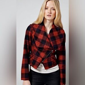 Anthropologie Red and Black Plaid Jacket